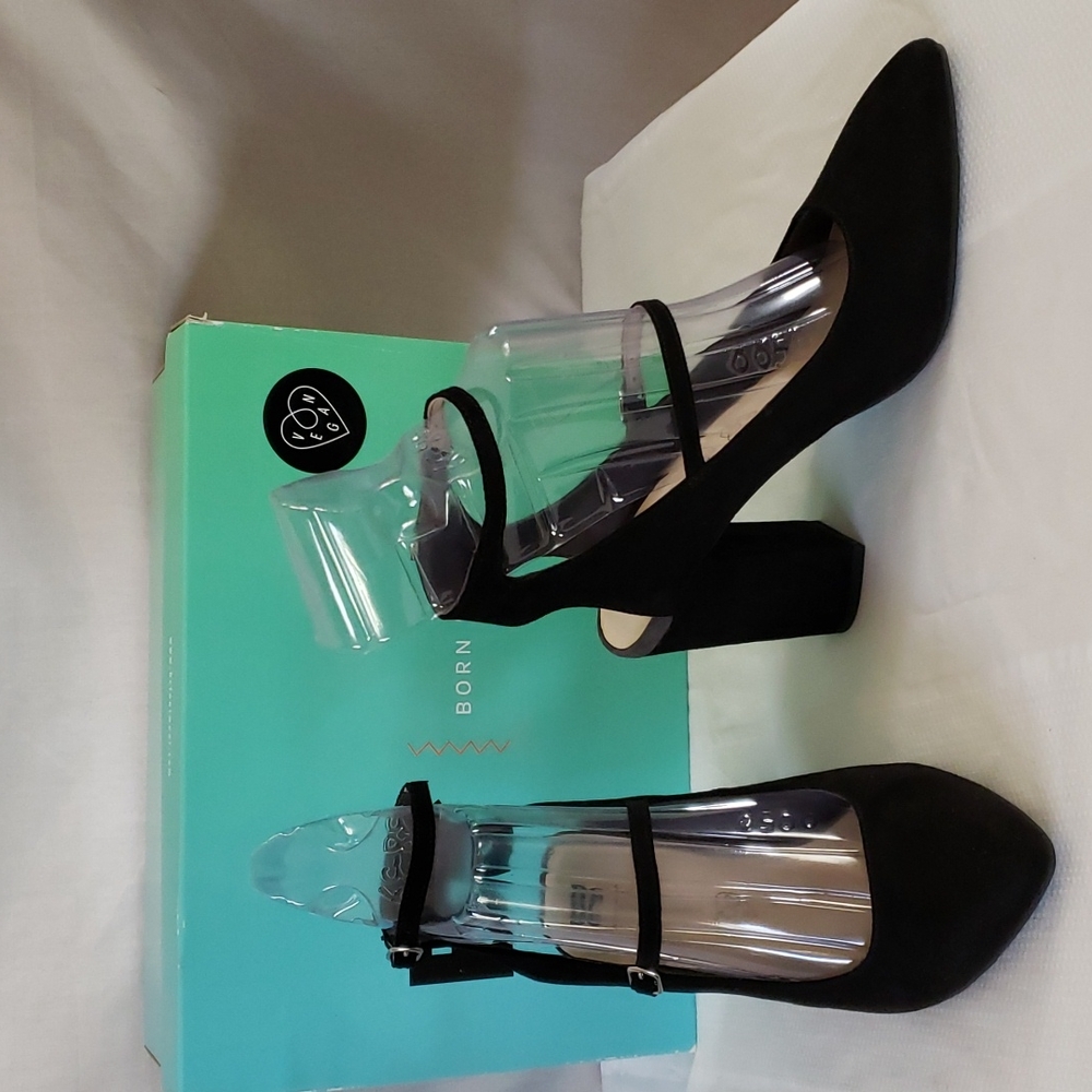 ✨NWB BC Footwear Smolder Black Vegan Suede  Block Heel Shoes